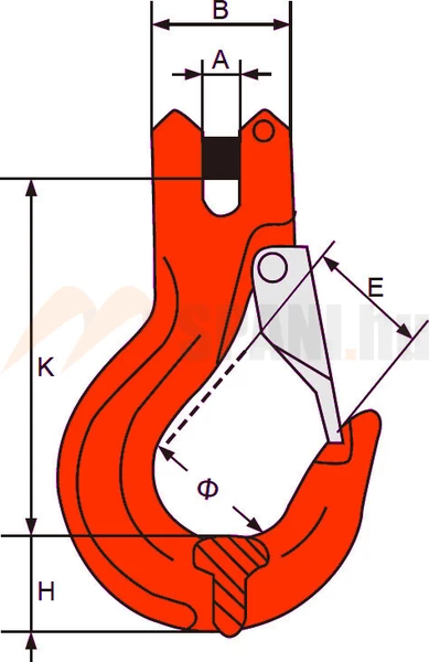 GYA - Horog láncszemhez 8mm lánchoz LC40kN